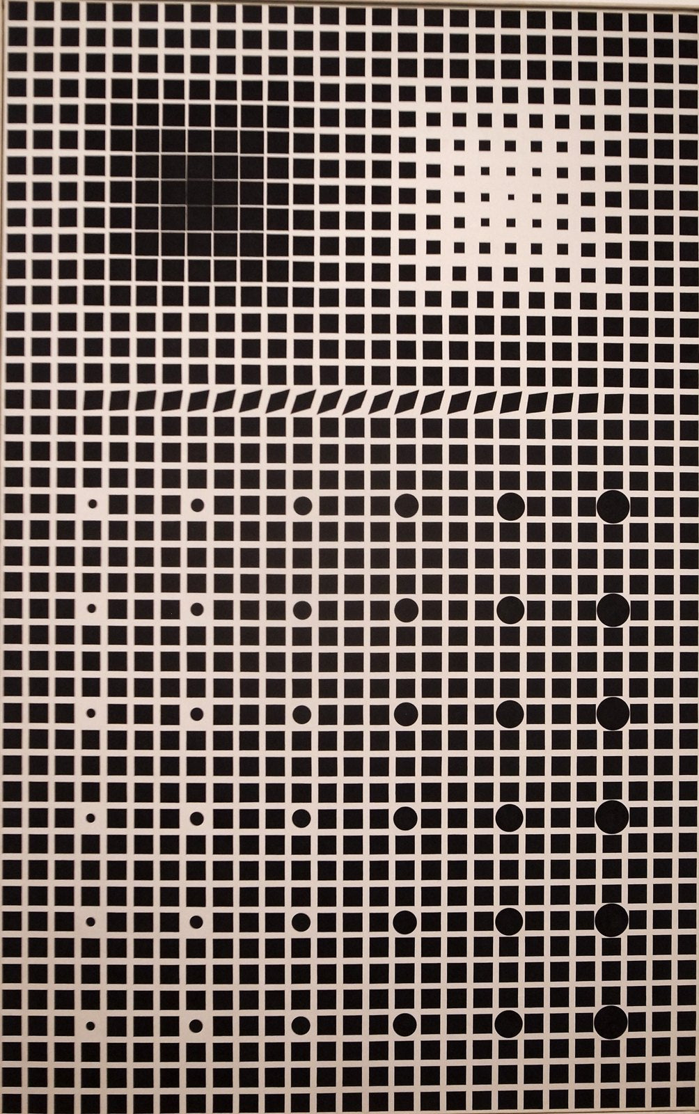 Victor Vasarely: Supernovae, fekete-fehér négyzet- és körrács