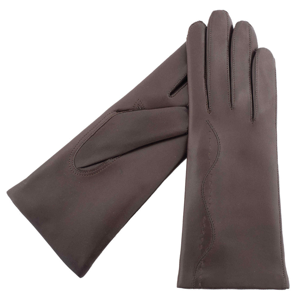 Wavy női bőrkesztyű - Dark Brown